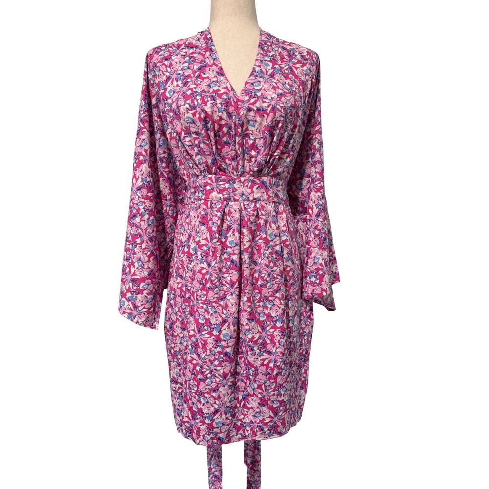 Coolibar Navia UPF 50+ Sun Protection Cover-Up Dress Pink Floral Womens Large